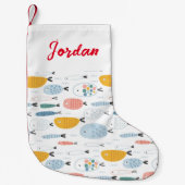 Niedlich Doodle School of Fish Pattern Kleiner Weihnachtsstrumpf (Vorderseite)