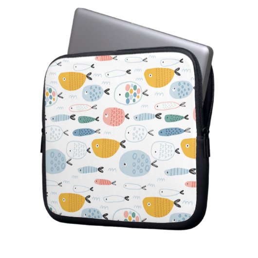 Niedlich Doodle School of Fish Pattern Laptopschutzhülle (Vorderseite Links)