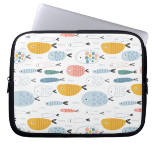 Niedlich Doodle School of Fish Pattern Laptopschutzhülle