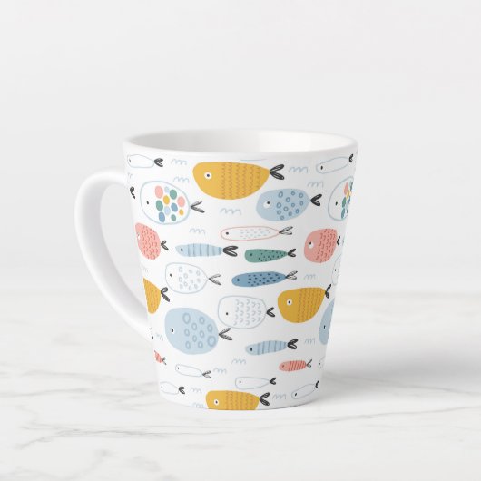 Niedlich Doodle School of Fish Pattern Milchtasse (Linke Ecke)