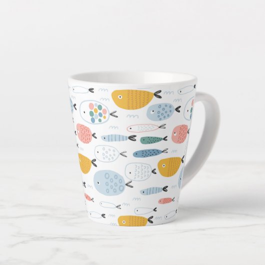 Niedlich Doodle School of Fish Pattern Milchtasse (Rechte Ecke)