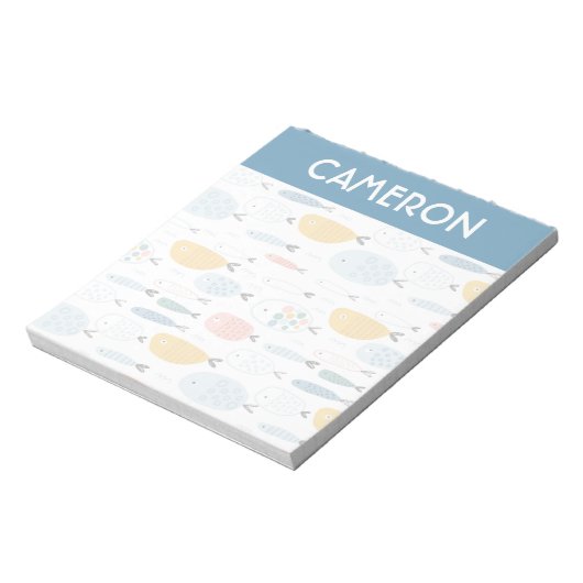 Niedlich Doodle School of Fish Pattern Notizblock (Rotiert)