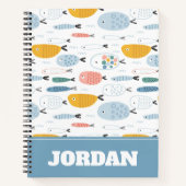 Niedlich Doodle School of Fish Pattern Notizblock (Vorderseite)
