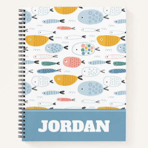 Niedlich Doodle School of Fish Pattern Notizblock