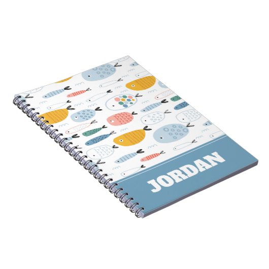 Niedlich Doodle School of Fish Pattern Notizblock (Rechte Seite)