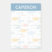 Niedlich Doodle School of Fish Pattern Post-it Klebezettel (Vorderseite)