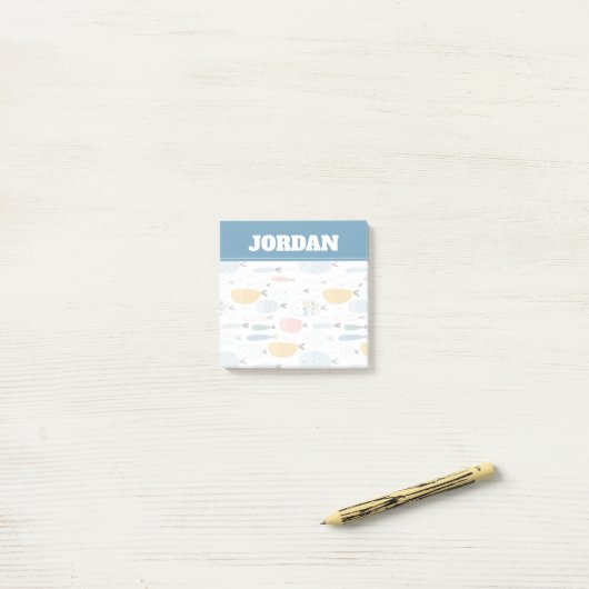 Niedlich Doodle School of Fish Pattern Post-it Klebezettel (Auf Schreibtisch)