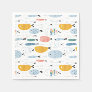 Niedlich Doodle School of Fish Pattern Serviette