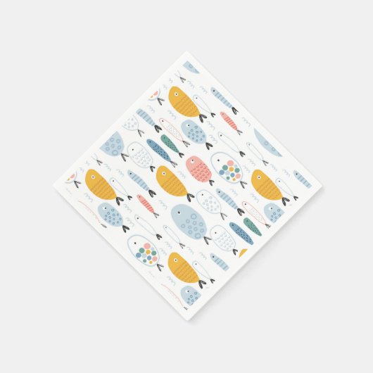 Niedlich Doodle School of Fish Pattern Serviette (Ecke)