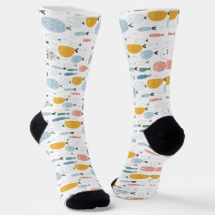 Niedlich Doodle School of Fish Pattern Socken