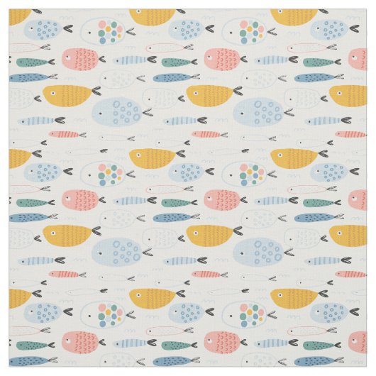 Niedlich Doodle School of Fish Pattern Stoff (Muster)