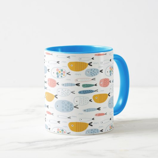 Niedlich Doodle School of Fish Pattern Tasse (VorderseiteRechts)