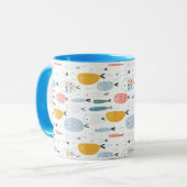 Niedlich Doodle School of Fish Pattern Tasse (Vorderseite Links)