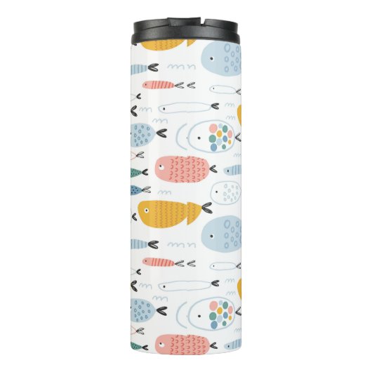 Niedlich Doodle School of Fish Pattern Thermosbecher (Rückseite)