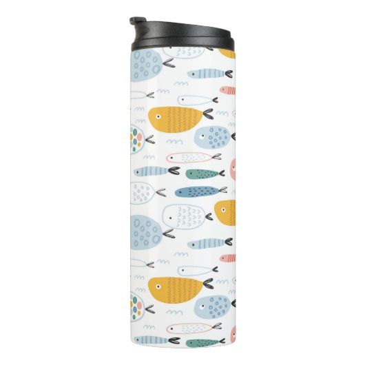 Niedlich Doodle School of Fish Pattern Thermosbecher (Nach rechts gedreht)