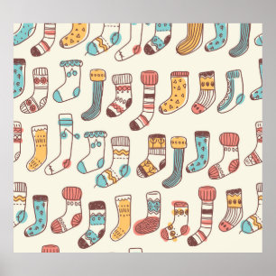Niedlich Doodle Socken: Skandinavische Einfachheit Poster