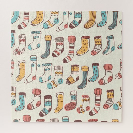 Niedlich Doodle Socken: Skandinavische Einfachheit Puzzle (Vertikal)