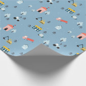 Niedlich Doodle Town Scene Muster Geschenkpapier (Ecke)
