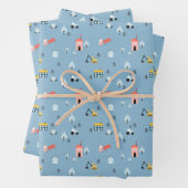 Niedlich Doodle Town Scene Muster Geschenkpapier Set (Beispiel)