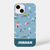 Niedlich Doodle Town Scene Muster iPhone Hülle (Rückseite)