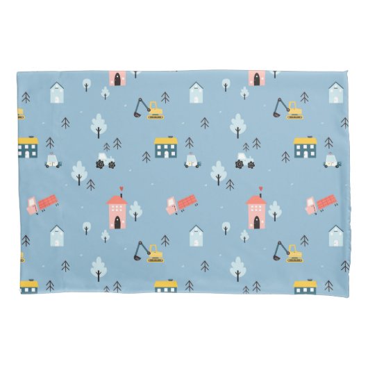 Niedlich Doodle Town Scene Muster Kissenbezug (Vorderseite)