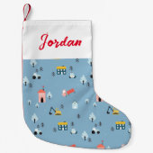 Niedlich Doodle Town Scene Muster Kleiner Weihnachtsstrumpf (Vorderseite)