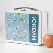 Niedlich Doodle Town Scene Muster Metall Brotdose (Beispiel)