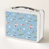 Niedlich Doodle Town Scene Muster Metall Brotdose (Rückseite)