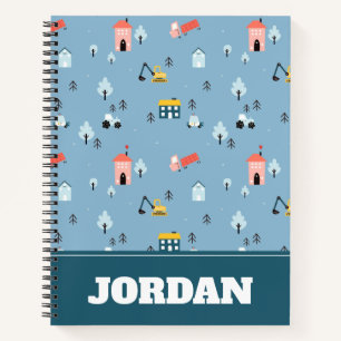 Niedlich Doodle Town Scene Muster Notizblock