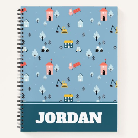 Niedlich Doodle Town Scene Muster Notizblock (Vorderseite)