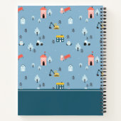 Niedlich Doodle Town Scene Muster Notizblock (Rückseite)