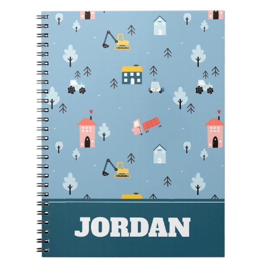 Niedlich Doodle Town Scene Muster Notizblock (Vorderseite)