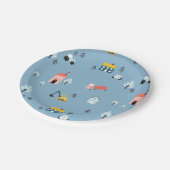 Niedlich Doodle Town Scene Muster Pappteller (Schrägansicht)