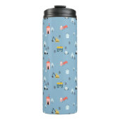 Niedlich Doodle Town Scene Muster Thermosbecher (Vorderseite)
