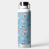 Niedlich Doodle Town Scene Muster Trinkflasche (Rückseite)