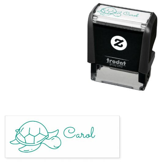 Niedlich Doodle Turtle Benutzerdefinierter Name Permastempel (Beispiel)