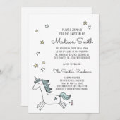 Niedlich Doodle Unicorn and Stars Taufe (Vorne/Hinten)