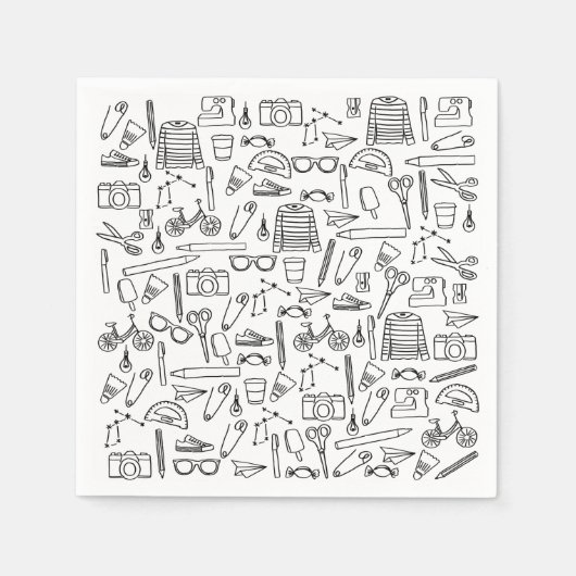 Niedlich Doodle Zeichnungspapier Napkins Serviette (Vorderseite)