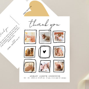 Niedlich Doodles Multi-Foto Vielen Dank Baby Dusch Postkarte