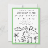 Niedlich Doodles zeigen Green Dino Party Kind's Ge Einladung (Vorderseite)