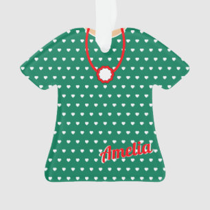Niedlich dotted Red Green Christmas Doll Dress TSh Ornament