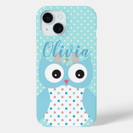 Niedlich Dotty Blue Owl Art Personalisiert Case-Mate iPhone Hülle (Rückseite)