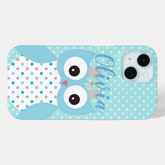 Niedlich Dotty Blue Owl Art Personalisiert Case-Mate iPhone Hülle (Rückseite (Horizontal))
