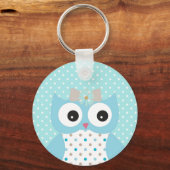 Niedlich Dotty Blue Owl Art Personalisiert Schlüsselanhänger (Rückseite)