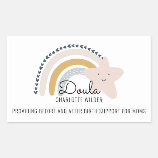 Niedlich Doula Midfrau Watercolor Rainbow Rechteckiger Aufkleber (Vorderseite)