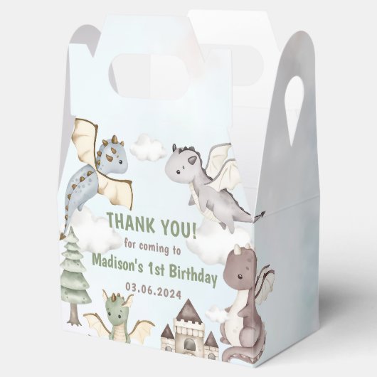 Niedlich Dragon 1. Geburtstag Party Geschenkschachtel (Geöffnet)