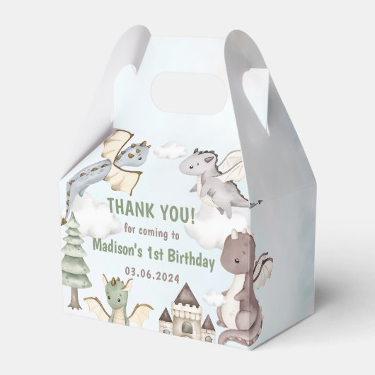 Niedlich Dragon 1. Geburtstag Party Geschenkschachtel (Vorderseite)