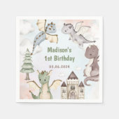 Niedlich Dragon 1. Geburtstag Party Serviette (Vorderseite)