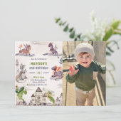 Niedlich Dragon 2. Geburtstag Party Foto Einladung (Stehend Vorderseite)