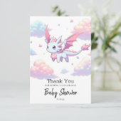 Niedlich Dragon Baby Dusche Dankeskarte (Stehend Vorderseite)